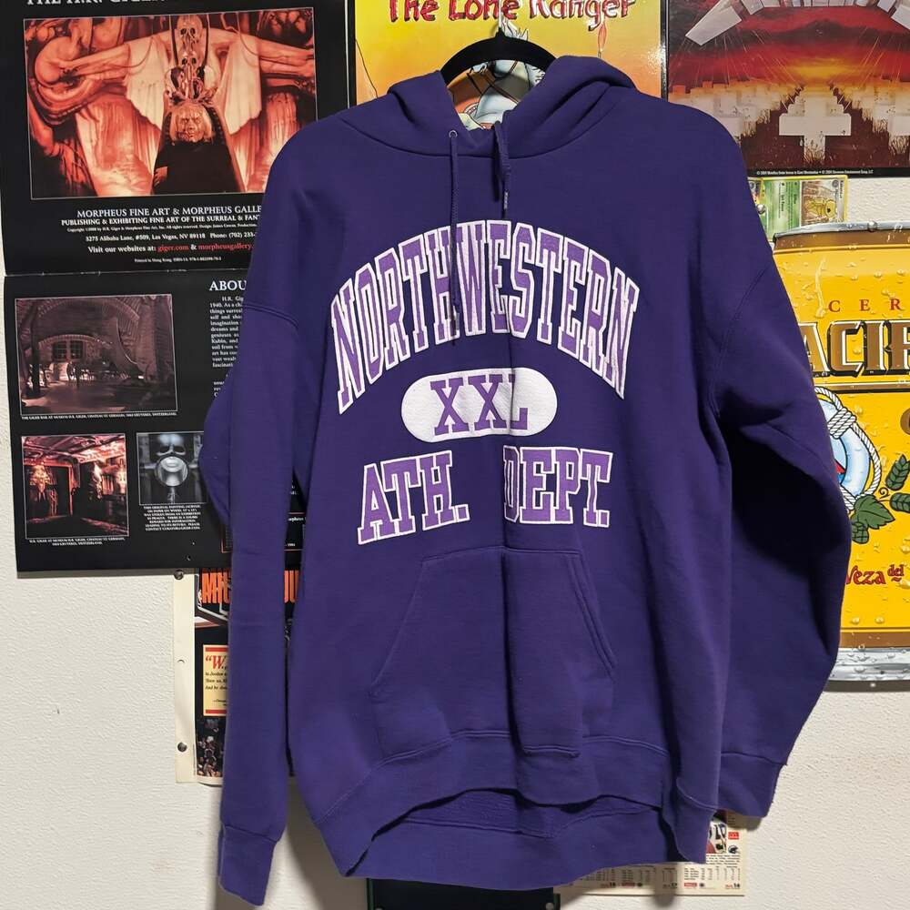 Vintage Northwestern Wildcats  Athletics Purple Twill Hoodie